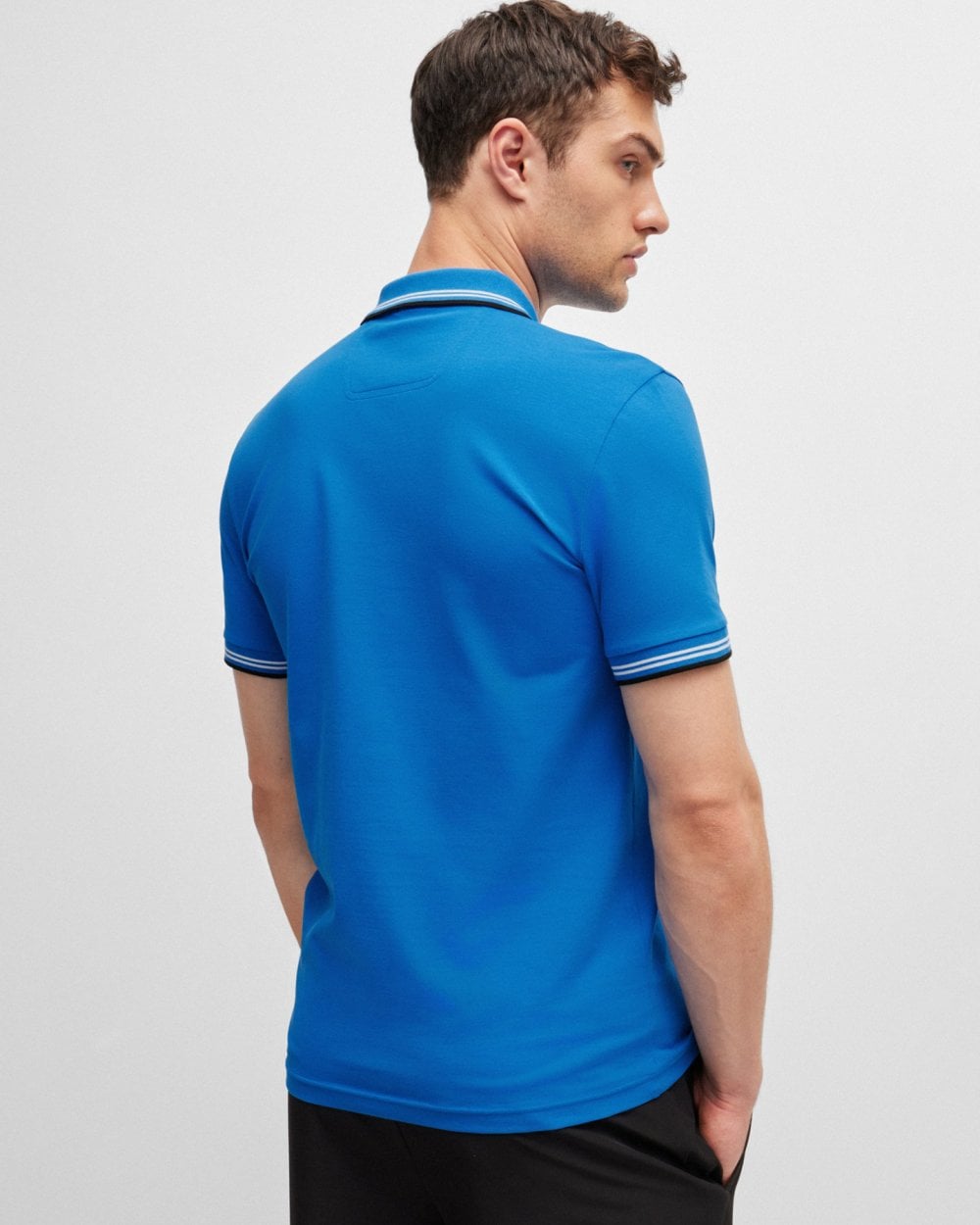 BOSS Green Paul Mens Short Sleeve Polo Shirt With Contrast Tipping - Open Blue 461