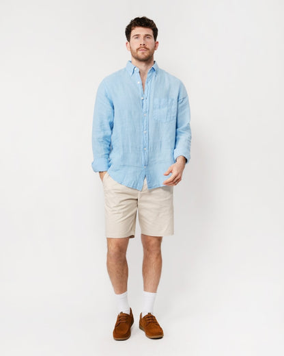 GANT Mens Regular Garment Dyed Linen Shirt - 468 Capri Blue