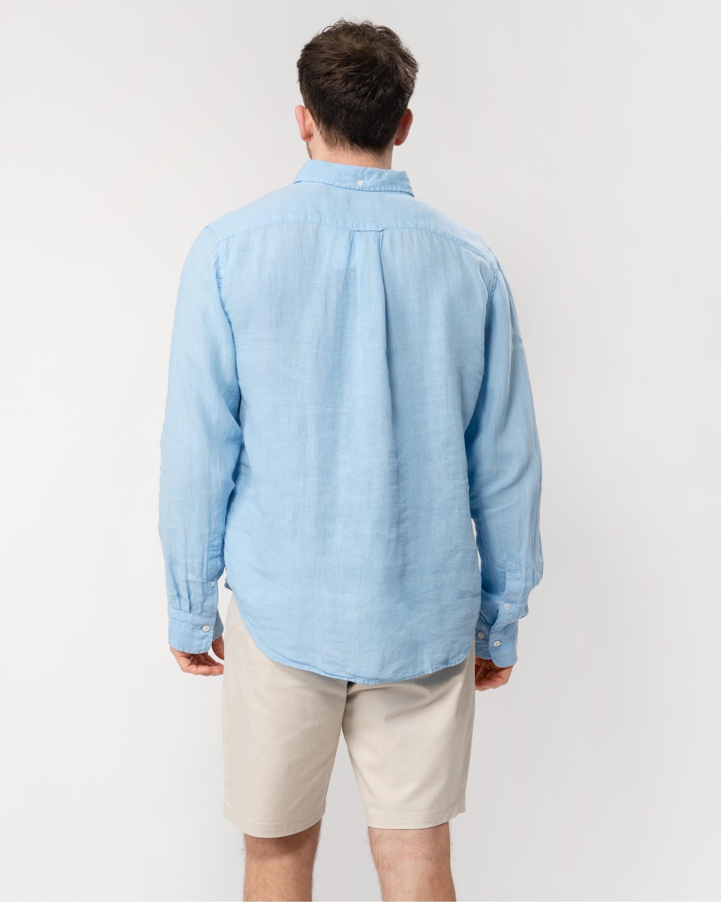 GANT Mens Regular Garment Dyed Linen Shirt - 468 Capri Blue