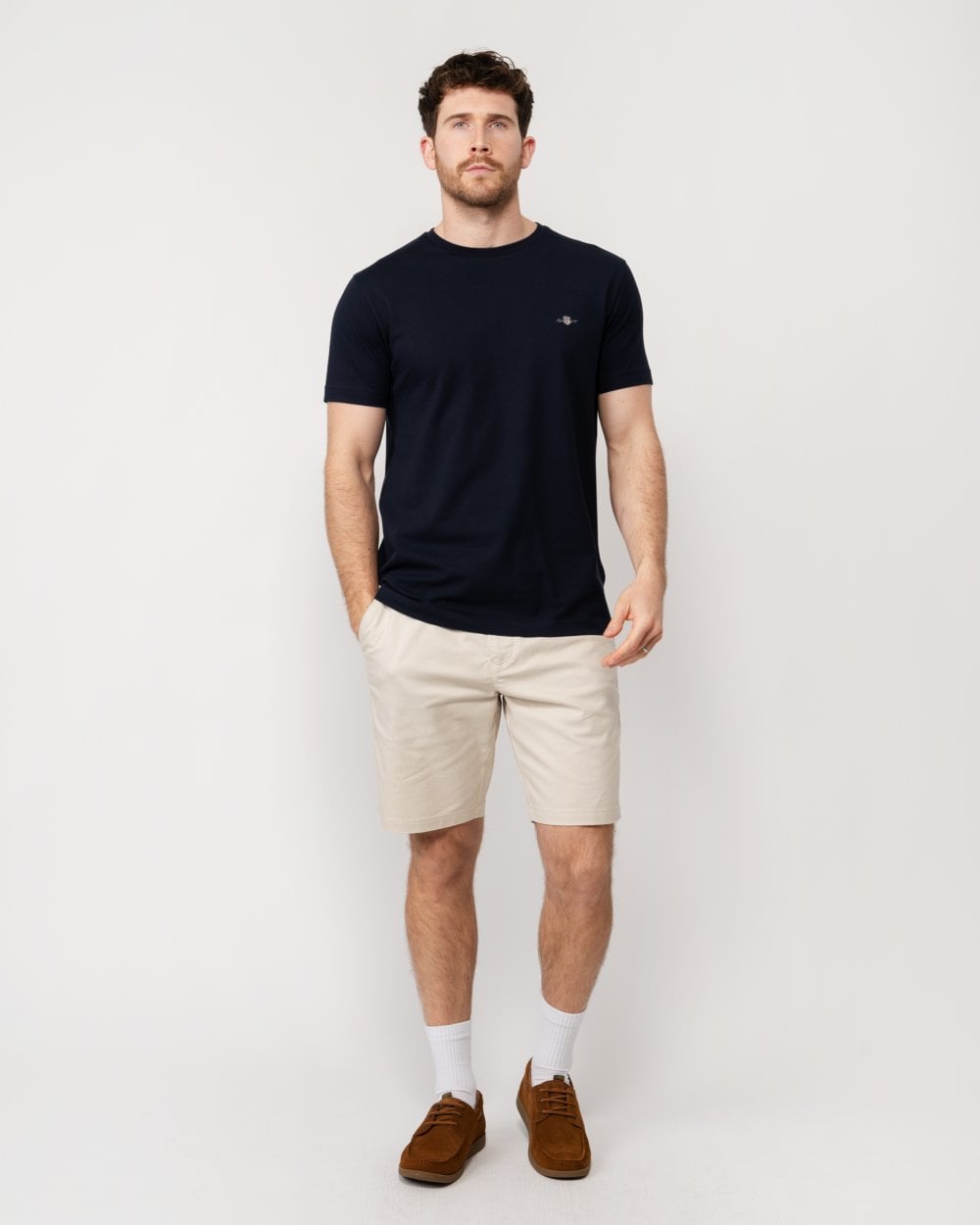 GANT Mens Slim Pique Short Sleeve T-Shirt - 433 Evening Blue