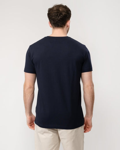 GANT Mens Slim Pique Short Sleeve T-Shirt - 433 Evening Blue