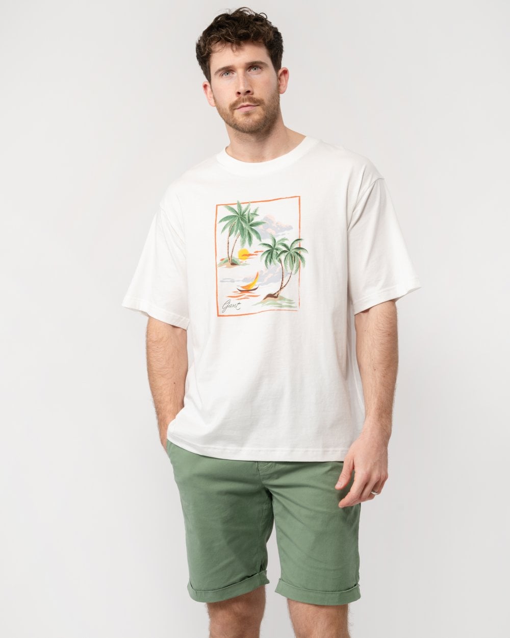 GANT GANT Mens Hawaii Printed Graphic Short Sleeve T-Shirt