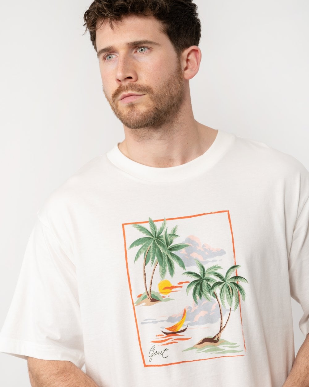 GANT GANT Mens Hawaii Printed Graphic Short Sleeve T-Shirt