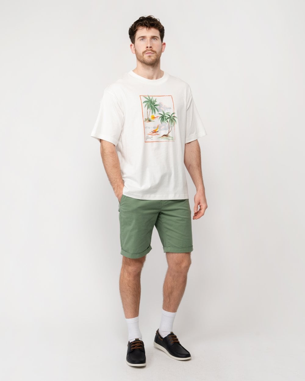 GANT GANT Mens Hawaii Printed Graphic Short Sleeve T-Shirt