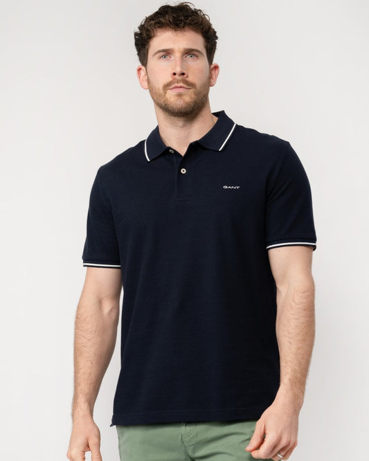 GANT Mens Short Sleeve Tipping Pique Polo