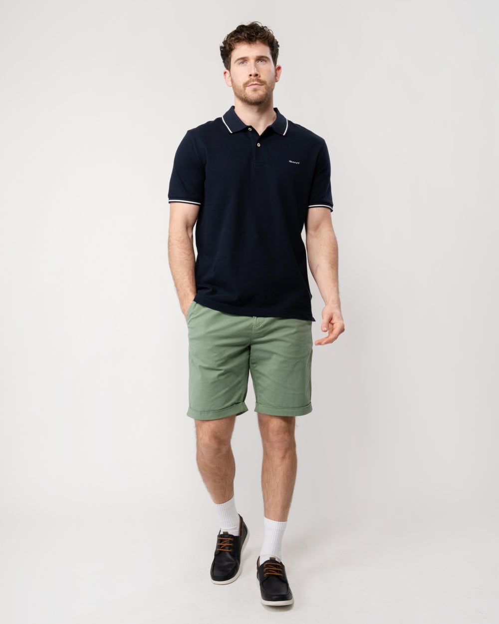GANT Mens Short Sleeve Tipping Pique Polo - 433 Evening Blue