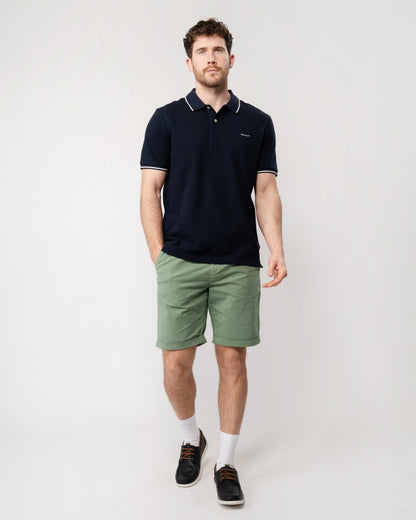 GANT Mens Short Sleeve Tipping Pique Polo - 433 Evening Blue