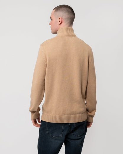 GANT Mens Casual Cotton Half Zip Jumper - 296 Khaki Mel