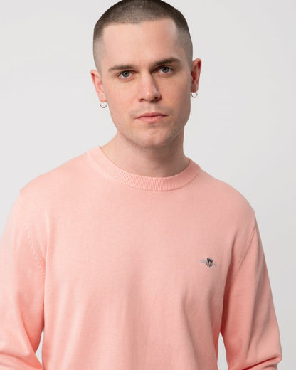GANT Mens Classic Cotton Crew Neck Jumper - 671 Bubblegum Pink