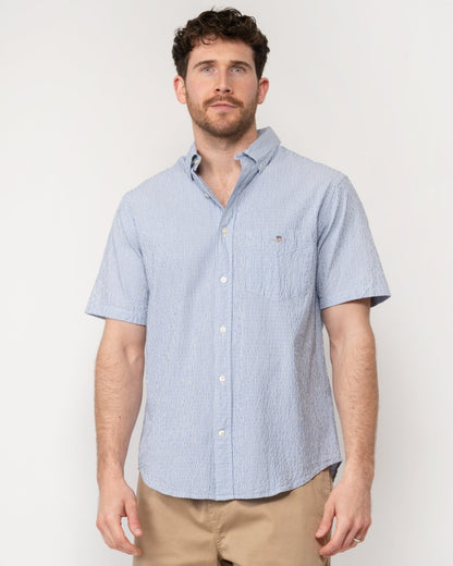 GANT Mens Regular Seersucker Stripe Short Sleeve Shirt