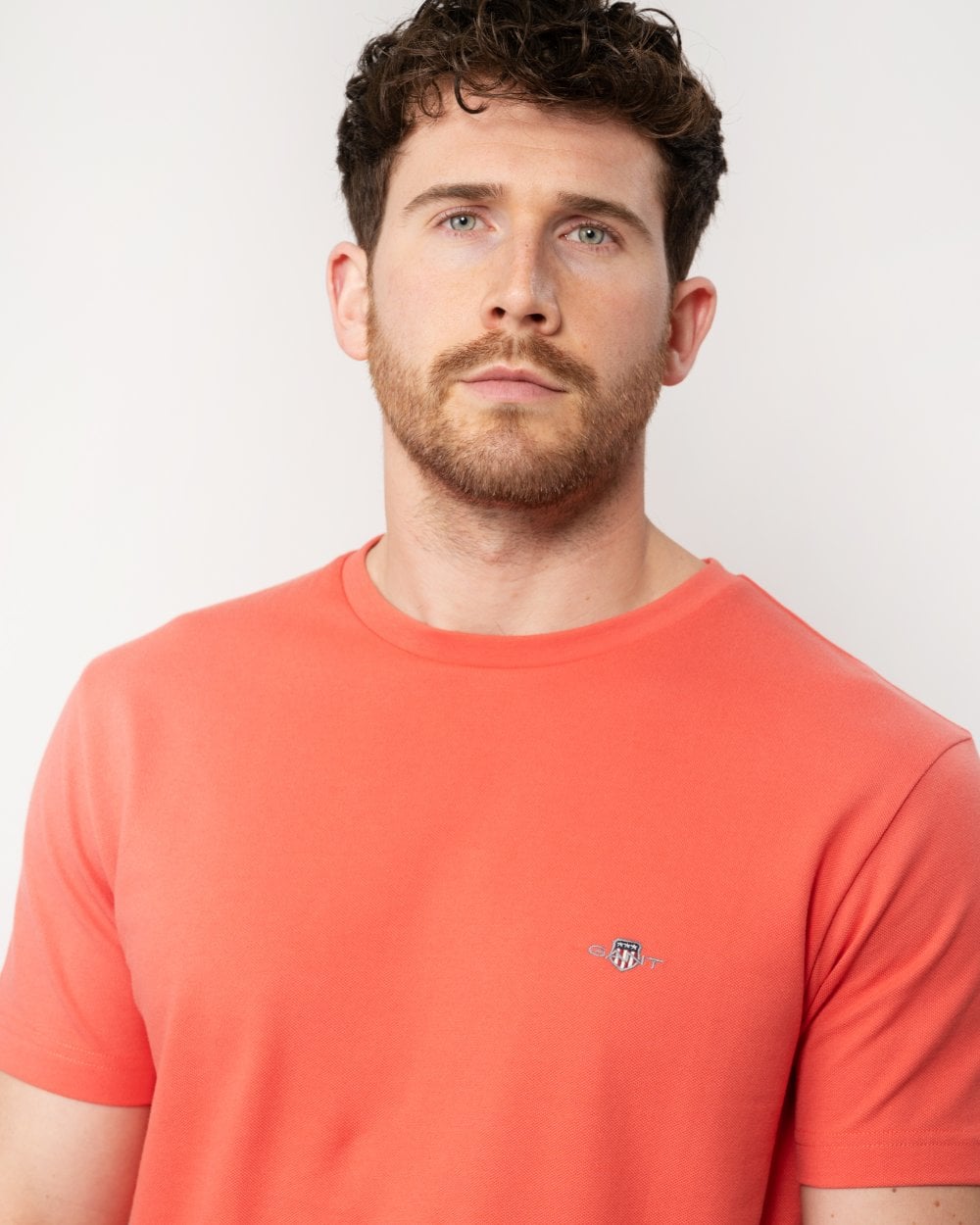 GANT Mens Slim Pique Short Sleeve T-Shirt - 628 Sunset Pink