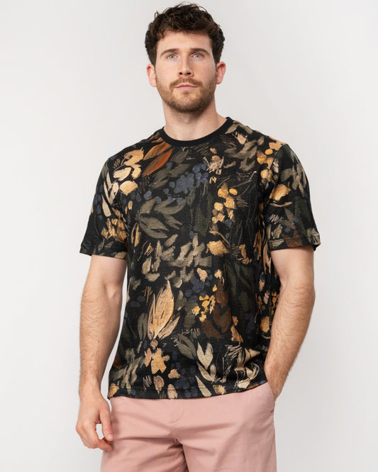 Ted Baker Ted Baker Allpine Mens Short Sleeve Printed Linen T-Shirt