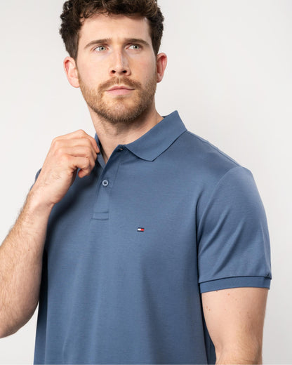 Tommy Hilfiger Liquid Cotton Essential Mens Polo - Faded Indigo