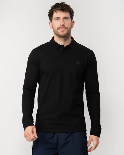 BOSS Orange Passerby Mens Long Sleeve Stretch-Cotton Polo Shirt with Logo Patch NOS