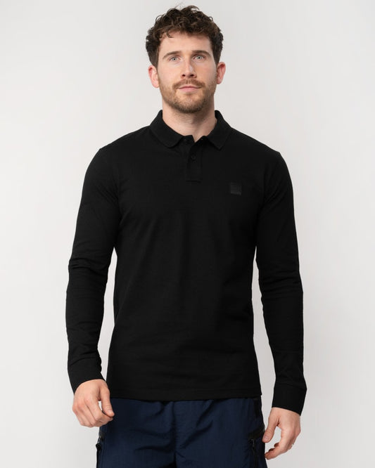 BOSS Orange Passerby Mens Long Sleeve Stretch-Cotton Polo Shirt with Logo Patch NOS