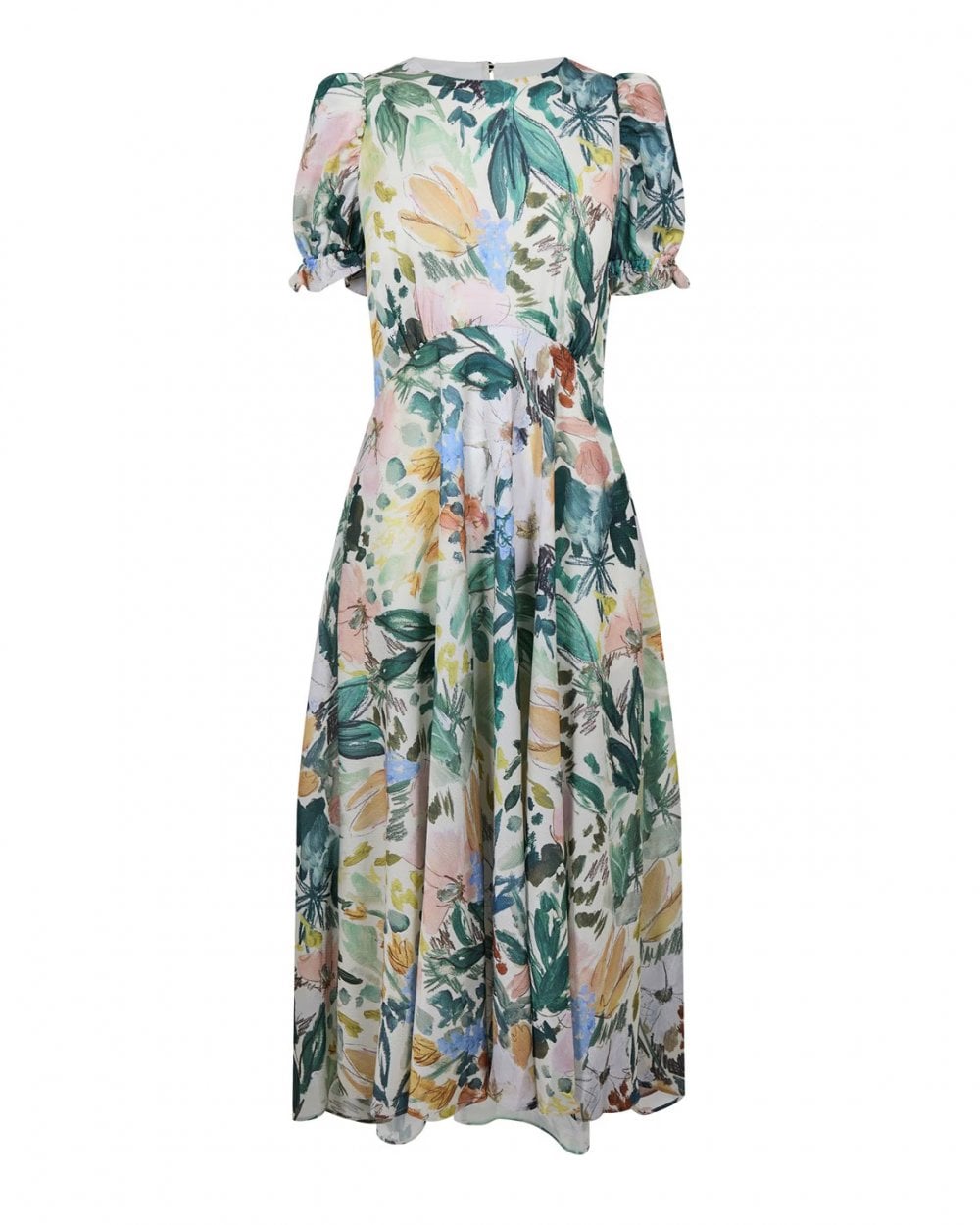 Deliyla High Low Hem Dress Puff Sleeve