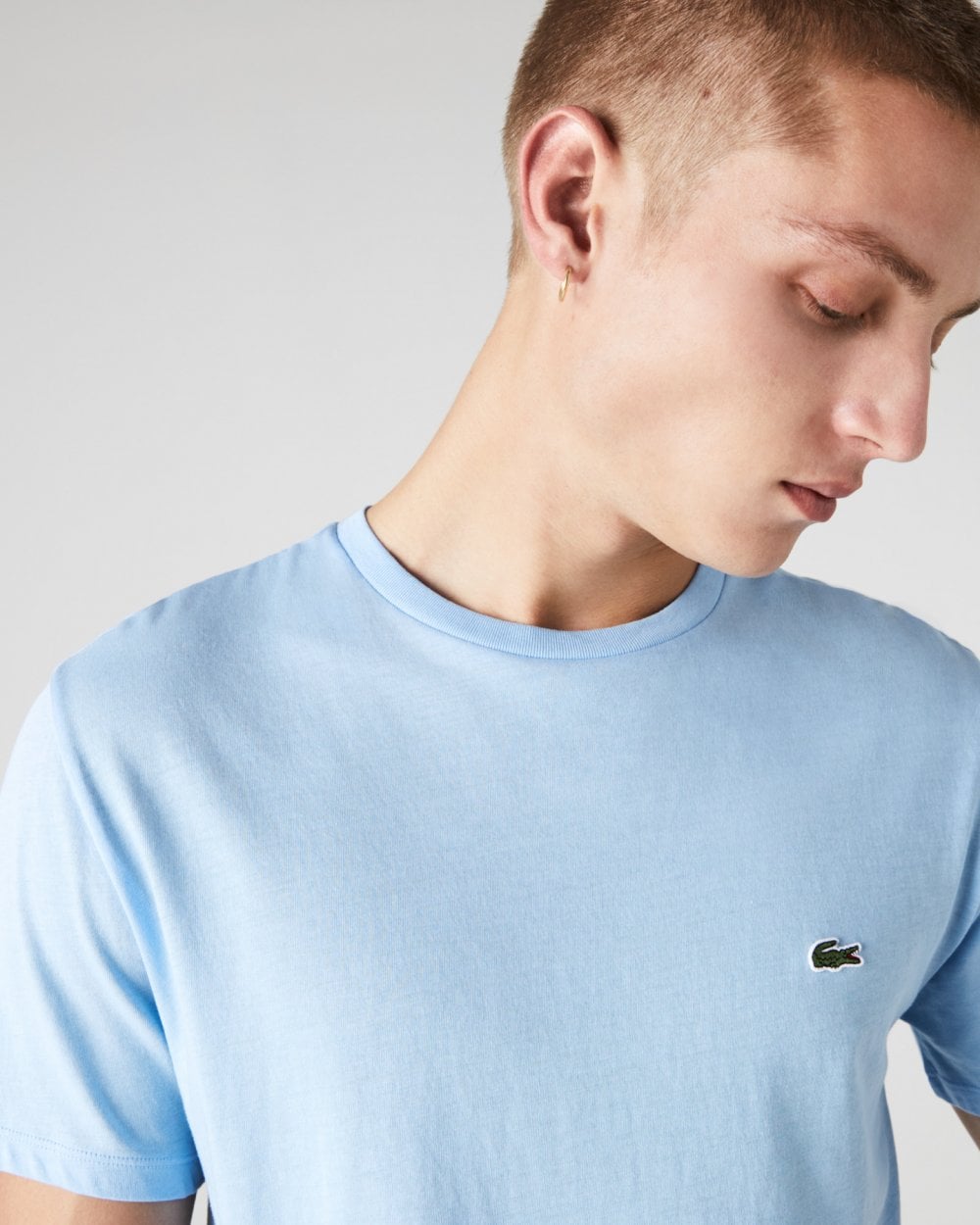 Lacoste Mens Crew Neck Pima Cotton Jersey T-Shirt - Pale Blue HBP