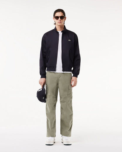 Lacoste Mens Showerproof Cotton Twill Harrington Jacket - Navy Blue HDE