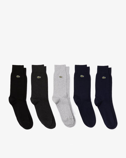 Lacoste Mens 5-Pack High-Cut Organic Cotton Socks