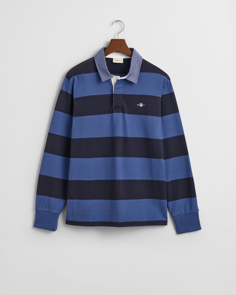 GANT Mens Regular Fit Chambray Stripe Heavy Rugger - 442 Vintage Blue