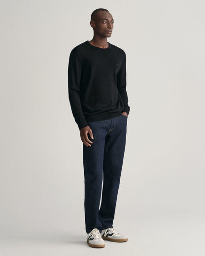 GANT Mens Extrafine Merino Wool Crew Neck Jumper - 5 Black