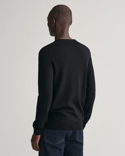 GANT Mens Extrafine Merino Wool Crew Neck Jumper - 5 Black