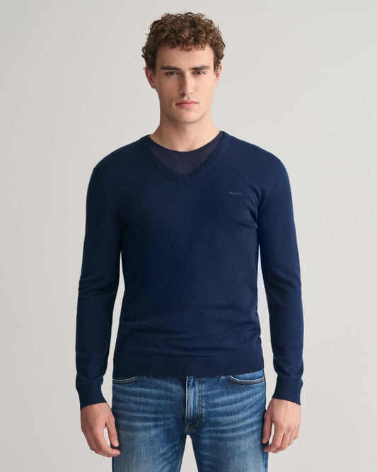 GANT GANT Mens Extrafine Merino Wool V-Neck Jumper