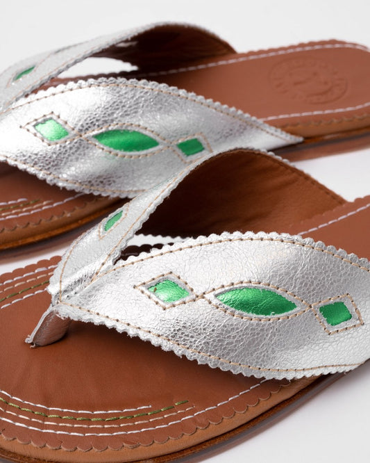 Penelope Chilvers Tai Metallic Womens Flip Flop - 005 Silver