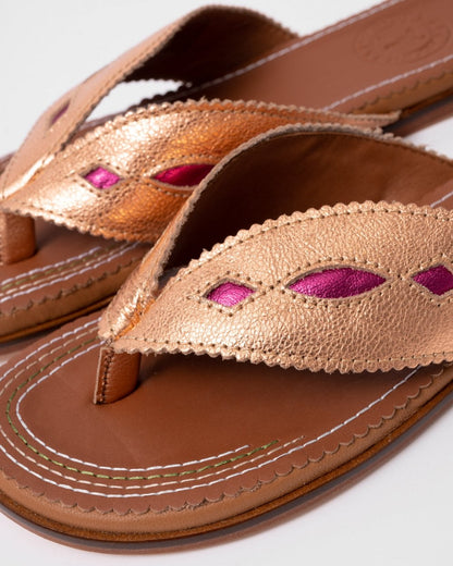 Penelope Chilvers Tai Metallic Womens Flip Flop - 327 Rose Gold