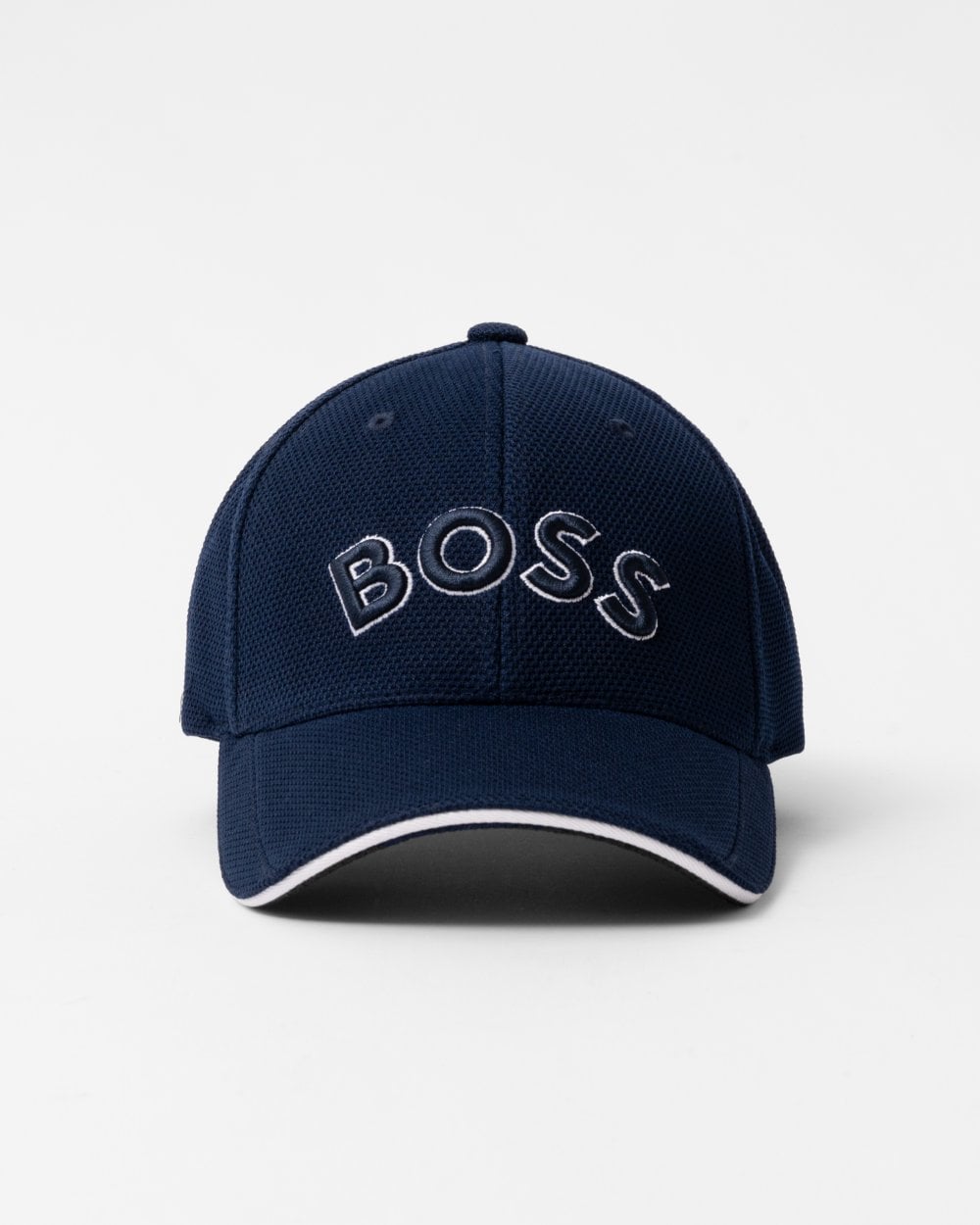 BOSS Green Cap-US Mens Logo-Embroidered Cap in Woven Piqué - Dark Blue 402
