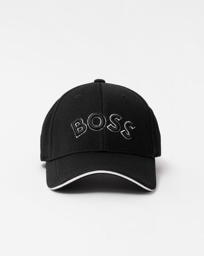 BOSS Green Cap-US Mens Logo-Embroidered Cap in Woven Piqué - Black 001