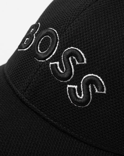 BOSS Green Cap-US Mens Logo-Embroidered Cap in Woven Piqué - Black 001