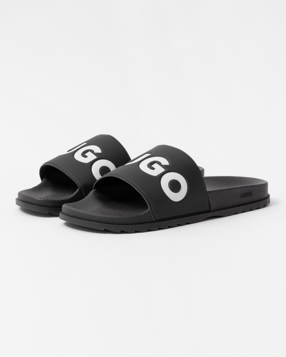 HUGO Match Mens Slides With Logo Strap NOS - Black 002 - CHO - Designer Mens Sandals