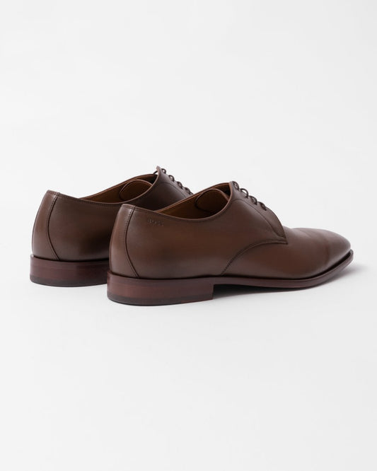 BOSS Orange Lisbon Mens Leather Derby Shoes With Leather Lining - Medium Brown 210