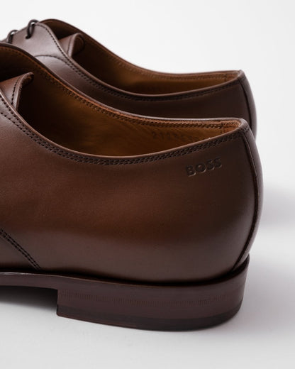 BOSS Orange Lisbon Mens Leather Derby Shoes With Leather Lining - Medium Brown 210
