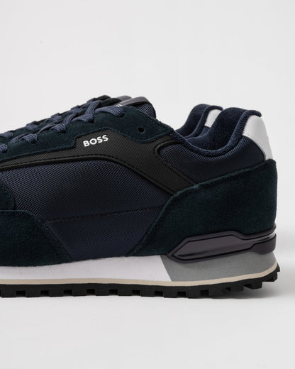 BOSS Orange Parkour-L Mens Suede/Mesh Trainers - Dark Blue 401