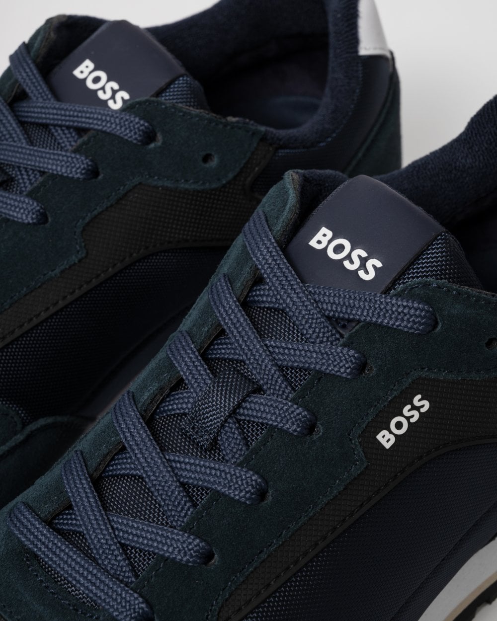 BOSS Orange Parkour-L Mens Suede/Mesh Trainers - Dark Blue 401