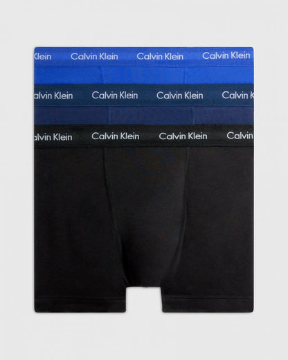 Calvin Klein Cotton Stretch Mens Trunk 3 Pack - Black/Blue/Blue