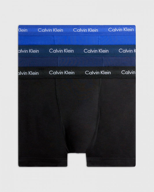 Calvin Klein Cotton Stretch Mens Trunk 3 Pack - Black/Blue/Blue