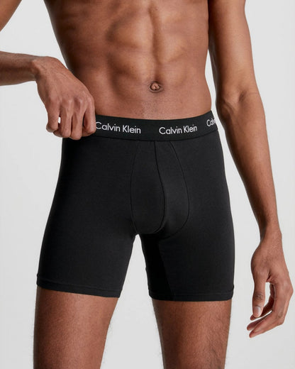 Calvin Klein Cotton Stretch Mens Boxer Brief 3 Pack - Black/Black