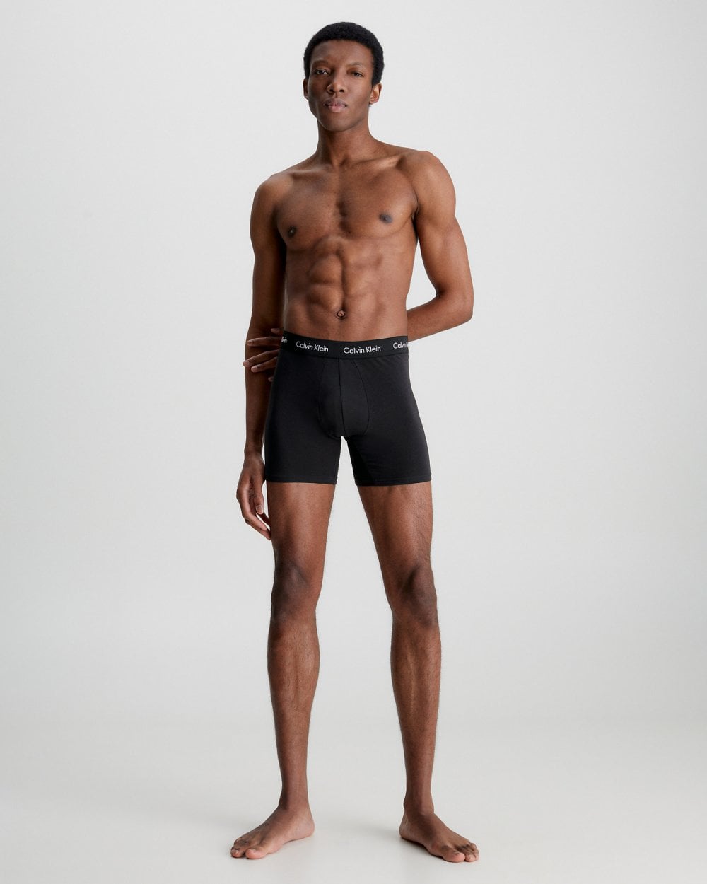Calvin Klein Cotton Stretch Mens Boxer Brief 3 Pack - Black/Black