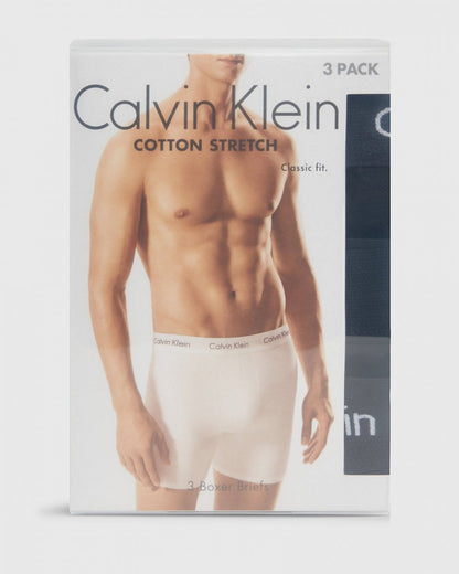 Calvin Klein Cotton Stretch Mens Boxer Brief 3 Pack - Black/Black