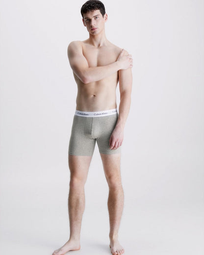 Calvin Klein Cotton Stretch Mens Boxer Brief 3 Pack - Black/White/Grey Heather