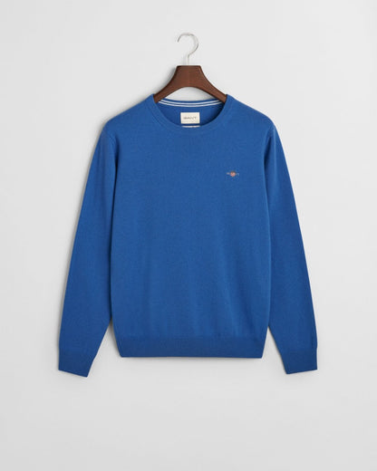 GANT Mens Superfine Lambswool Crew Neck Jumper - 407 Rich Blue