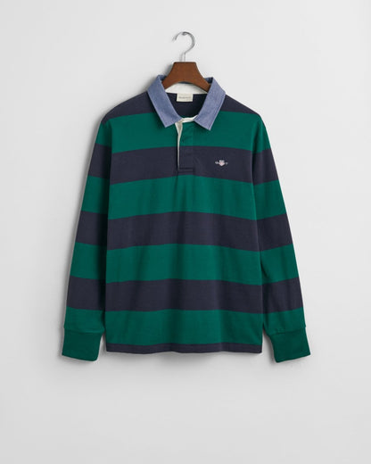 GANT Mens Regular Fit Chambray Stripe Heavy Rugger - 373 Deep Forest Green