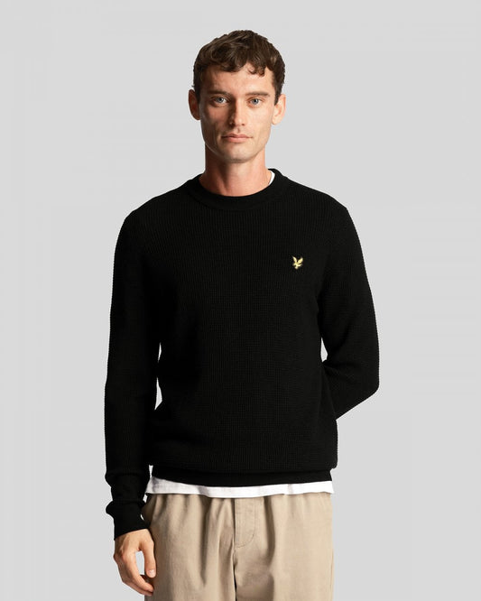 Lyle & Scott Grid Knit Mens Crew Neck Jumper