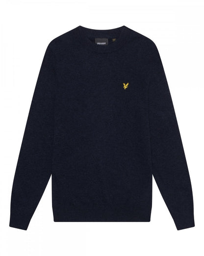 Lyle & Scott Lambswool Blend Mens Crew Neck Jumper - Z56 Dark Navy Marl