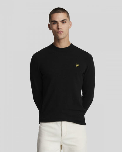 Lyle & Scott Lambswool Blend Mens Crew Neck Jumper - W155 Jet Black Marl