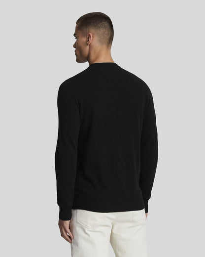 Lyle & Scott Lambswool Blend Mens Crew Neck Jumper - W155 Jet Black Marl