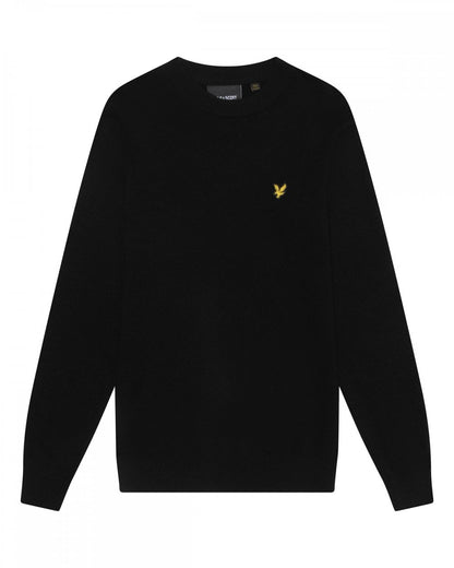 Lyle & Scott Lambswool Blend Mens Crew Neck Jumper - W155 Jet Black Marl
